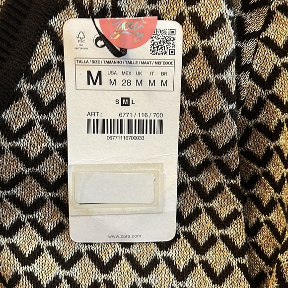 STUNNING ZARA SWEATER dark brown/tan,white with a detailed pattern size M BNWT - Picture 15 of 16